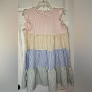 Pink and Yellow Tiered Ruffled Sundress